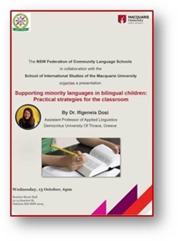 Language Teachers Workshop: Supporting Minority Languages in Bilingual Children: Practical Strategies for the Classroom